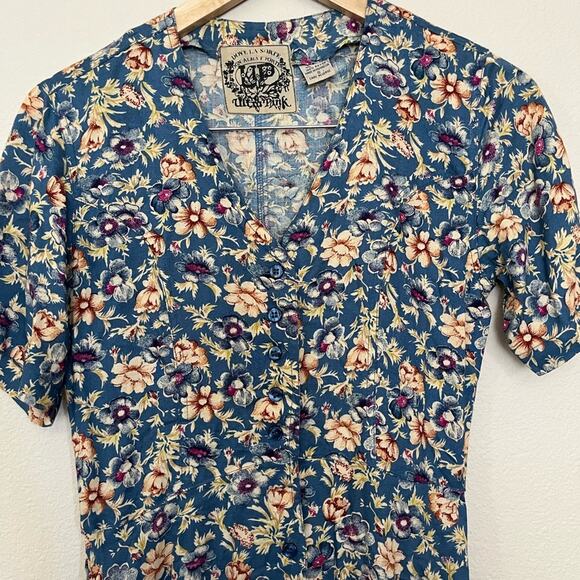 Vtg90’s V neck button front floral boho cottagecore coquette midi dress Sz S - Picture 2 of 12